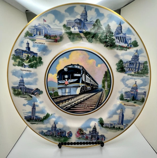 Set Of 2 Missouri Pacific Lines Railroad Route & State Flowers Syracuse Plates