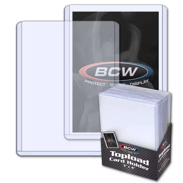 25 BCW 3x4 Top loaders Standard Card Holder Clear Toploaders Hard Rigid Plastic