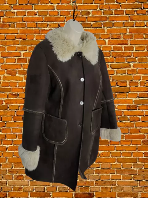 Mädchen Roter Heringsmantel Kunstfell Schaffell Wintermantel Jacke Alter 15-16 Jahre 176 Cm 2