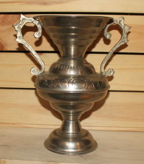 Vintage hand made ornate metal vase