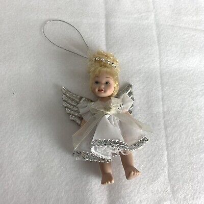 Porcelain Angel Christmas Ornament Jointed Winged