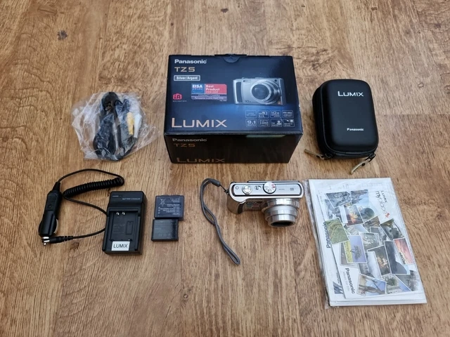 Panasonic LUMIX DMC-TZ5 9.1MP Digital Camera - Silver. Boxed, 3 batteries
