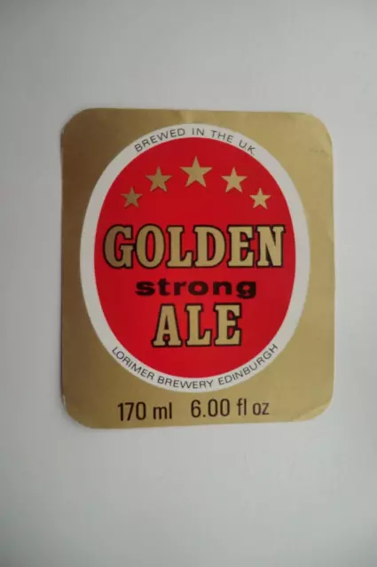 LORIMER BREWERY EDINBURGH STRONG GOLDEN ALE 6 fl oz  BREWERY BEER BOTTLE LABEL