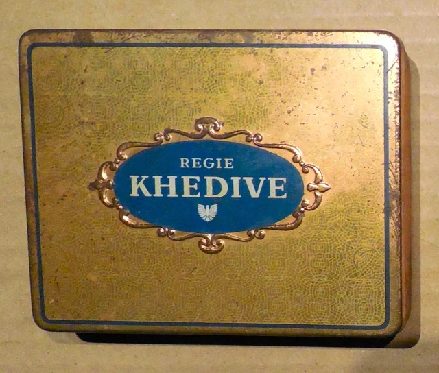 VINTAGE REGIE KHEDIVE CIGARETTES TIN BOX GOLD NICE GRAPHICS OLD 3.5x3