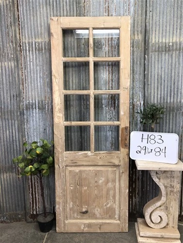 Antique French Single Door (29.5x84) 4 Pane Glass European Door H83