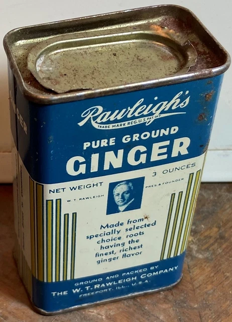 Rawleigh's Pure Ground Ginger 3 Ounce Spice Tin 1950's Full