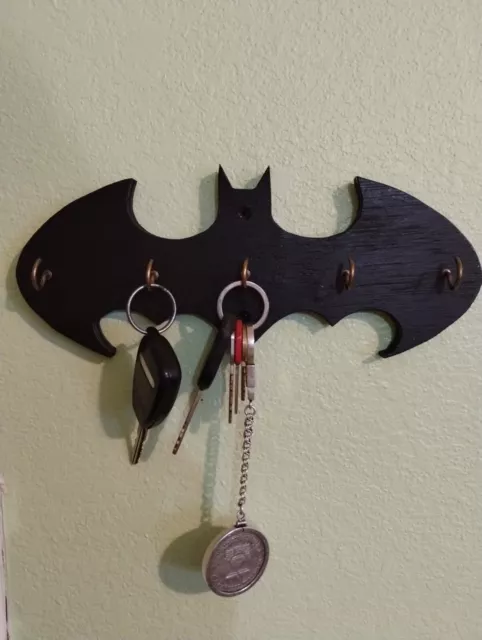Wooden  Batman  Key  Hanger  Holder  Wall  Mount  Organizer  Home  5  Hooks
