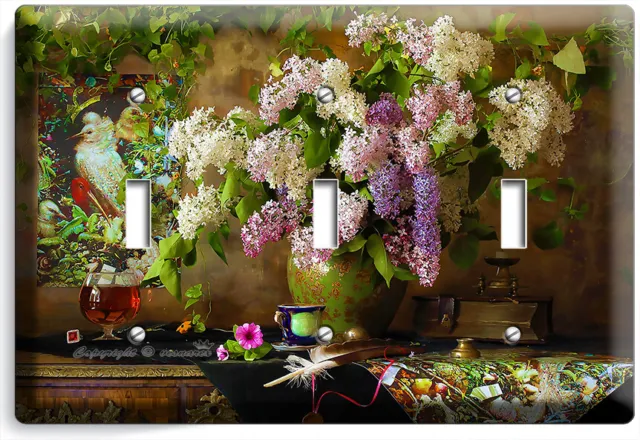 Still Life Syringa Lilac Flower Light Switch Outlet Wall Plate Room Floral Decor