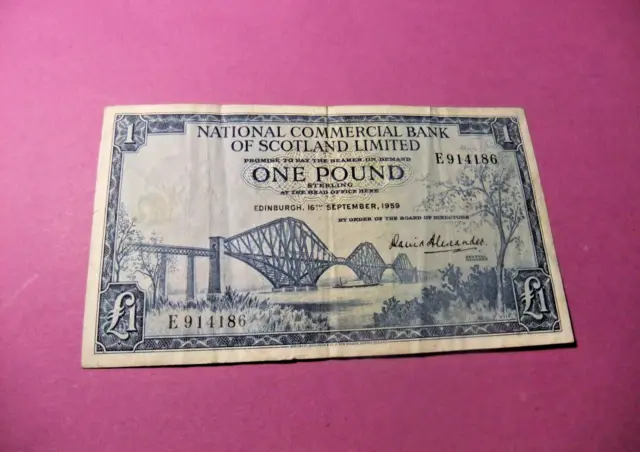 1959 Scotland 1 POUND Banknote - VF25