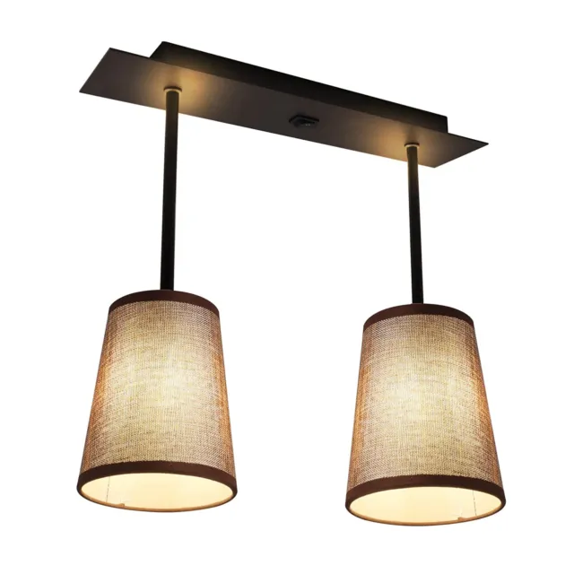 Fabric 12V RV Interior Light Fixture Pendent Dining Room Lamp Round Brown Shape