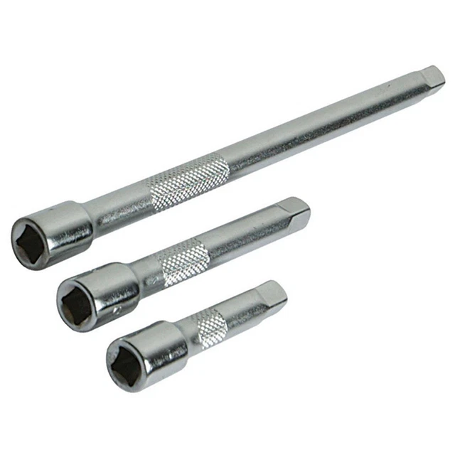 3pc Socket Extension Bar Set 1/4 Ratchet Drive 50, 75 & 150mm Long Tool