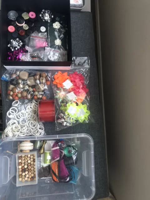 Craft Supplies Job Lot - Buttons, Trims, Ribbons, Beads, Thread and more