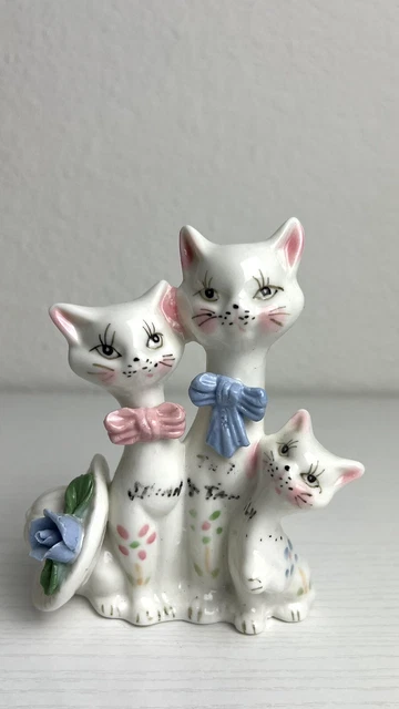 Cat Couple hand-painted Porcelain figurine