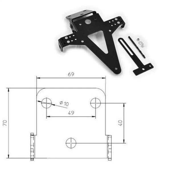 License Plate Holder Heckumbau Universal Type 3 Adjustable Tail Tidy