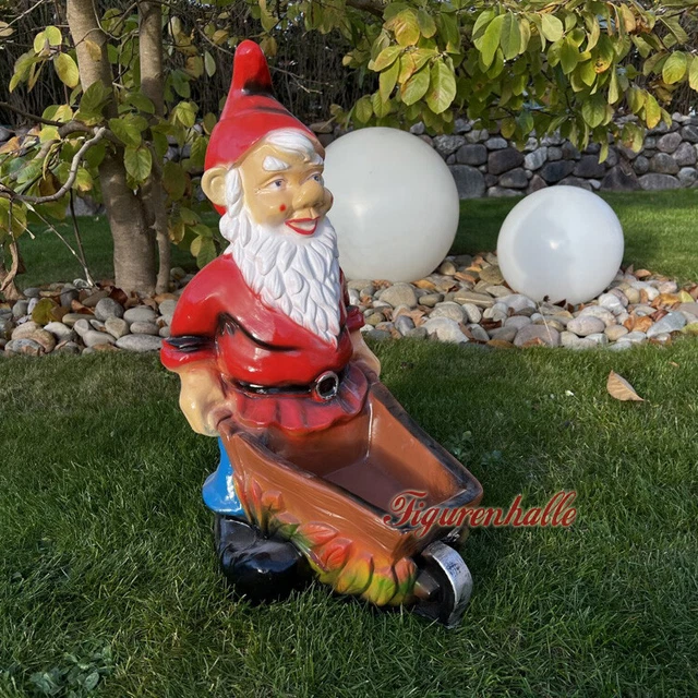GARTENZWERG SCHUBKARRE ZWERG Garten Gartenfigur Figur Statue Karre Deko ...