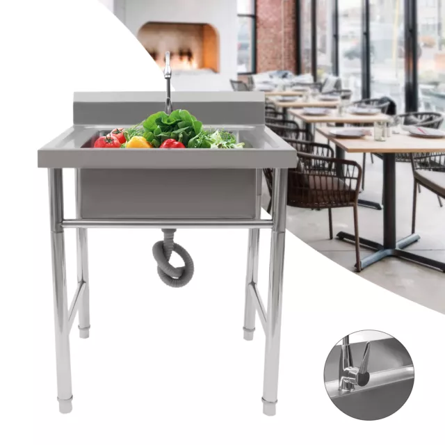 Catering Commercial Sink Kitchen Basin Stainless Steel Bowl Drain Washing Sink