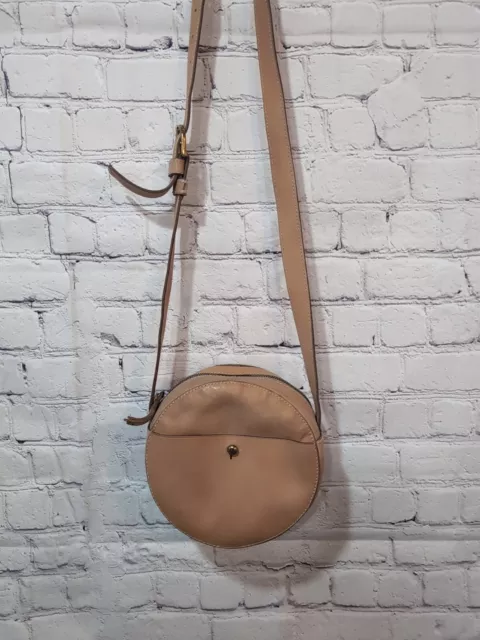 Madewell Round Leather Crossbody Bag Purse Small Tan Beige Crossbody