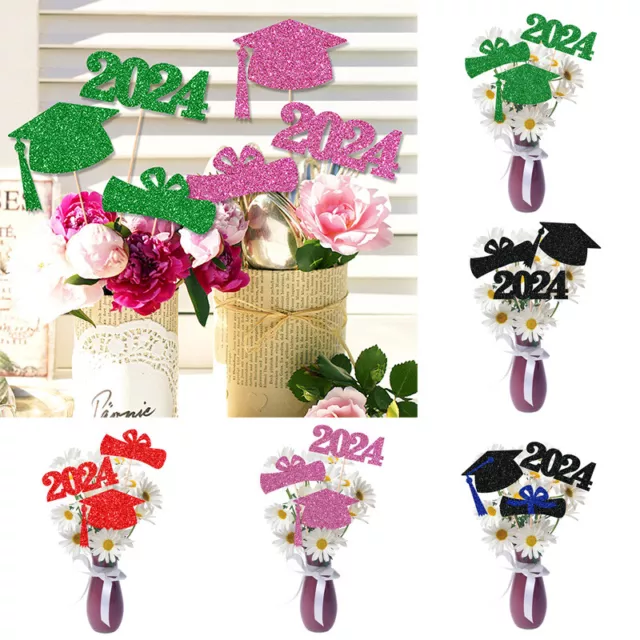 3pcs/Bag Graduation Cap 2024 CUP CAKE Topper DIY black Table Decor 2