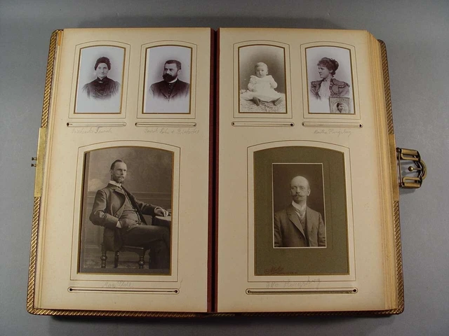 Fotoalbum um 1900, ca. 65 Fotos, Familie, Portraits, CDV, Militär, Bergbau