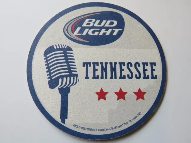 Beer Coaster ~ Anheuser Busch BUDWEISER - BUD LIGHT ~ Tenessee Music Microphone