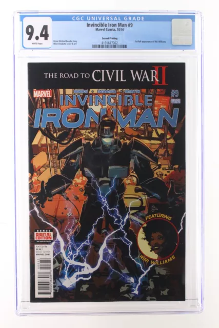 Invincible Iron Man #9 - Marvel 2016 CGC 9.4 1st full App of Riri William 2nd