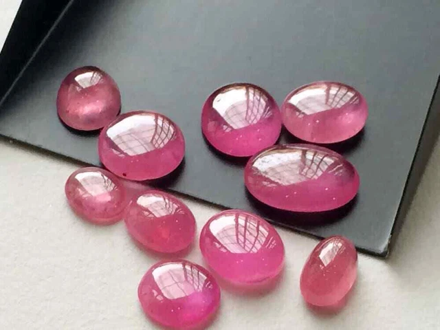 8-15mm Rubin Glas Gefüllt Schlicht Cabochons, Oval Flache Rückseite