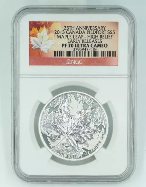2013 NGC PF70 Ultra Cameo Canada Maple Leaf High Relief Early Releases
