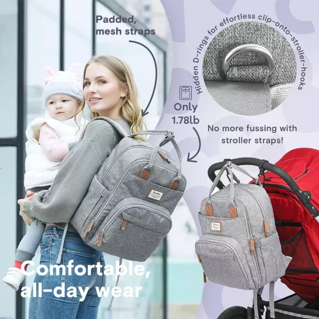 RUVALINO Diaper Bag Backpack, Multifunction Travel Back Pack Maternity Baby Chan 6