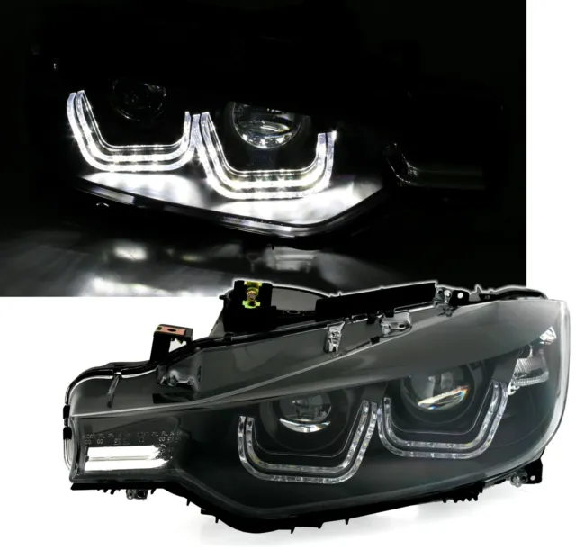 LED Angel Eyes Scheinwerfer für BMW F30 Limousine F31 Touring schwarz
