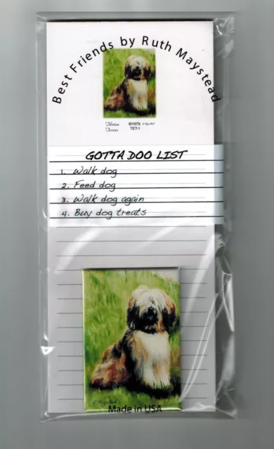 New Tibetan Terrier Magnetic Refrigerator List Pad & Magnet By Ruth Maystead