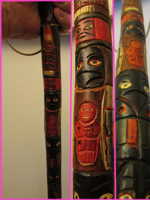 Old Northwest Coast Totem Pole Walking Stick