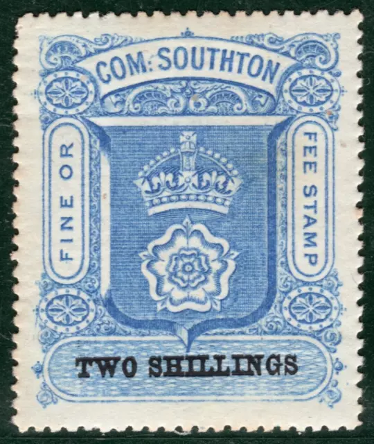 GB HANTS QV Revenue Stamp 2s *COM:SOUTHON FINE OR FEE* Southampton Mint GWHITE29