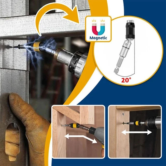 1/4" Impact Tough Pivoting Tip Holder Magnetic Screw Screwdriver Drill Bit Tools
