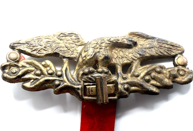 Antique 5x2" Brass Eagle Latch with Leather Strap Lock