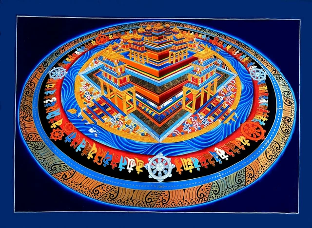 3D Potala Thangka Tibetisch Kalachakra Thangka Lackieren Größe 50 CM X 34 CM, PT