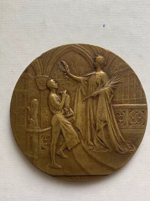 Bronze Belgique Exposition Universelle de Bruxelles Medal 1910 Devreese, Belgium
