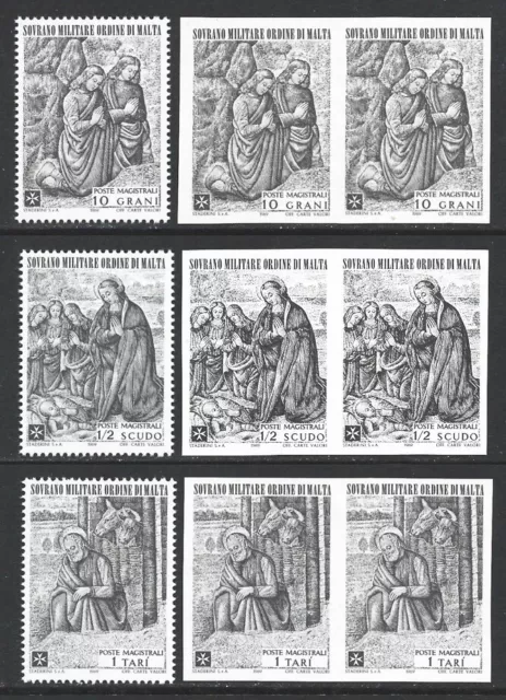 SMOM Sovereign Military Order of Malta 1969 Nativity Set Perf/Imperf VF-NH