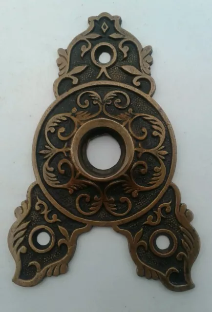 Antique Eastlake Aesthetic Victorian Triangular Backplate Escutcheon Door
