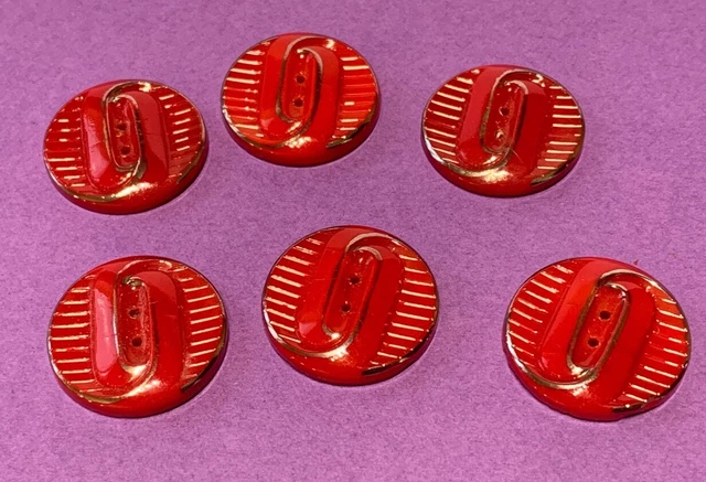 Lot De 10 Boutons Anciens En Pâte De Verre Rouge – Diamètre 1,7 Cm – Style 4 Trous, Vintage Français