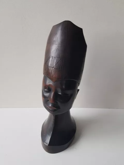 Magnifique sculpture buste Africain en ébène - Pharaon Egypte - 1850g