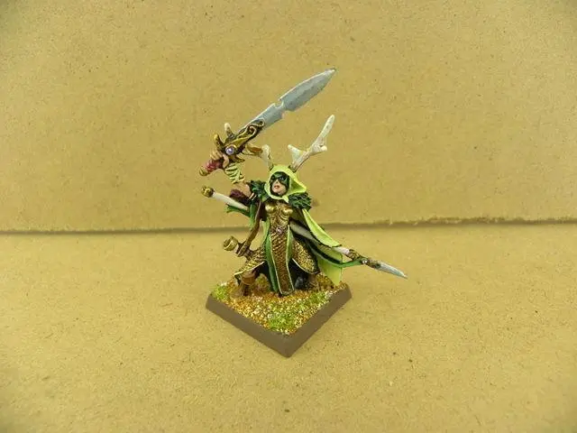 Warhammer painted Wood Elf Lord with Sword and Spear