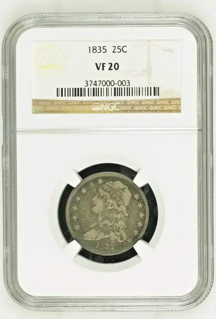 Rare ~ 1835 ~ Capped Bust Silver Quarter ~ 25C ~ NGC ~ VF 20 ~ $488.88 - OBO