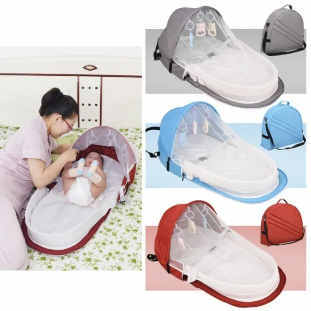 Foldable Baby Bed Travel Bassinet Infant Sleeping Basket Sunshade Mosquito Net