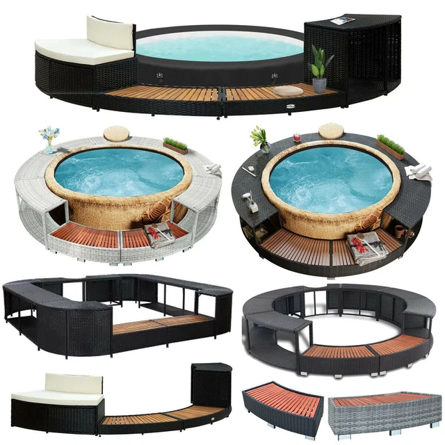 Tidyard Whirlpool-Umrandung - Poly-Rattan Mit Stauraum, 283 Cm