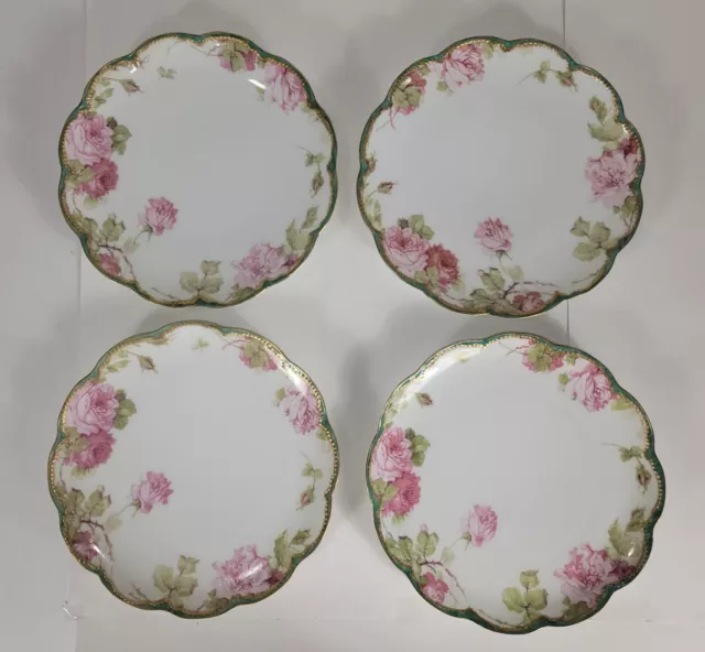 Antique Haviland Limoges Rose Plates Set Of 4