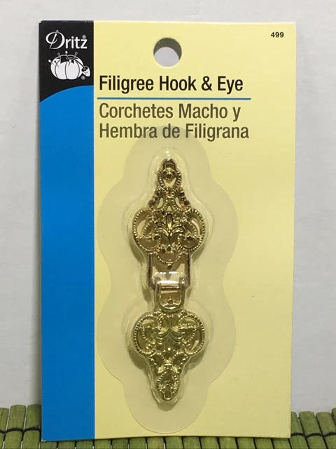 Gancho de metal de filigrana Dritz y cierre de ojos dorado #499 suéteres chaquetas carteras cinturón