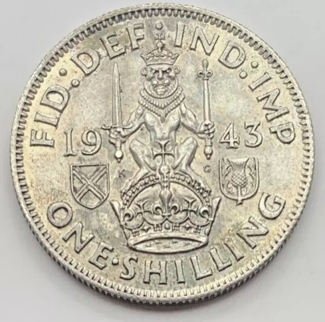 1943 Silver (.500) Great Britain 1 shilling - UK One Shilling - Free Shipping