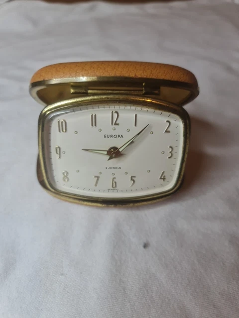 Ancien Réveil De Voyage Mécanique Europa 2 Jewels – Fonctionnel