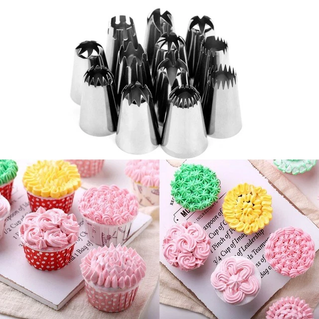 NUEVO 12 PIEZAS Acero Inoxidable Crema Pastel Boquilla Decoración Cocina Accesorios