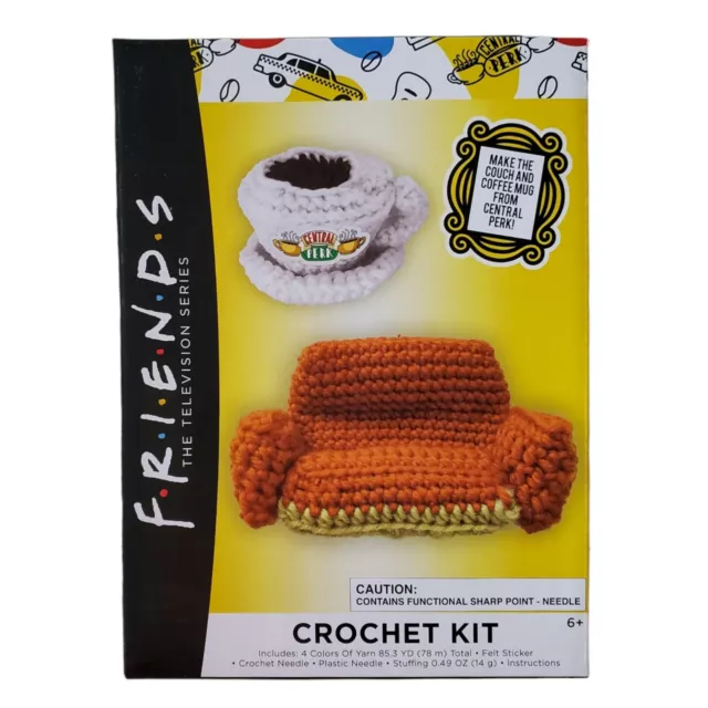 Sofá naranja grande de crochet y kit de taza de café Central Perk para programa de televisión Friends